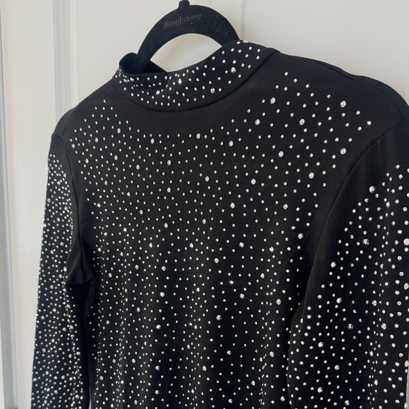 Black Dress with Rhinestones and Feather Trim - Picture 2 of 5